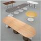 Trumpet base radial extension table 1000mm x 1000mm - white base, beech top