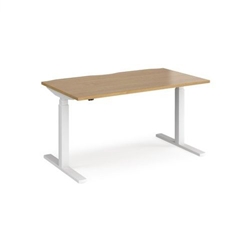 Elev8 Touch straight sit-stand desk 1400mm x 800mm - white frame, oak top