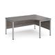 Maestro 25 right hand ergonomic desk 1600mm wide - silver bench leg frame, grey oak top