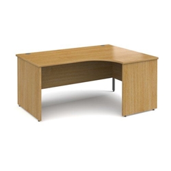 Contract 25 right hand ergonomic desk with panel ends and graphite corner leg 1600mm - oak