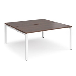 Adapt back to back desks 1600mm x 1600mm - white frame, walnut top