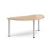 Semi circular silver radial leg meeting table 1600mm x 800mm - beech