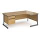 Contract 25 right hand ergonomic desk with 2 drawer pedestal and graphite cantilever leg 1800mm - oak top