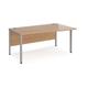 Maestro 25 right hand wave desk 1600mm wide - silver bench leg frame, beech top