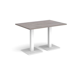 Brescia rectangular dining table with flat square white bases 1200mm x 800mm - grey oak