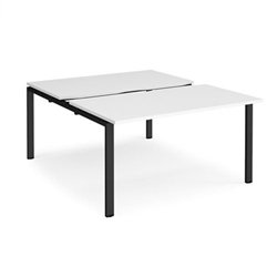 Adapt sliding top back to back desks 1400mm x 1600mm - black frame, white top