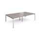 Adapt sliding top double back to back desks 2800mm x 1600mm - silver frame, grey oak top