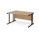 Maestro 25 left hand wave desk 1400mm wide - black cantilever leg frame, beech top