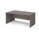 Maestro 25 left hand wave desk 1600mm wide - grey oak top with panel end leg