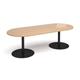 Eternal radial end boardroom table 2400mm x 1000mm - black base, beech top