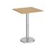 Pisa square poseur table with round chrome base 800mm - oak