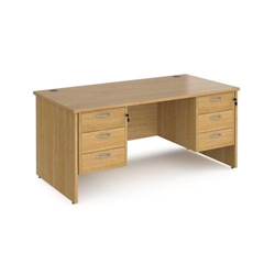 Maestro 25 straight desk 1600mm x 800mm with two x 3 drawer pedestals - oak top with panel end leg