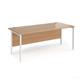 Maestro 25 straight desk 1800mm x 800mm - white H-frame leg, beech top