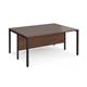 Maestro 25 back to back straight desks 1600mm x 1200mm - black bench leg frame, walnut top