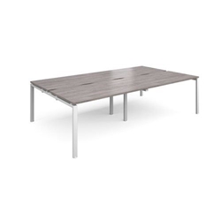Adapt double back to back desks 2800mm x 1600mm - white frame, grey oak top