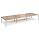 Adapt sliding top triple back to back desks 4800mm x 1600mm - silver frame, beech top
