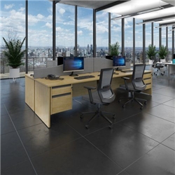 Contract 25 straight desk with 2 and 3 drawer silver pedestals and panel leg 1800mm x 800mm - beech