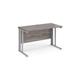 Maestro 25 straight desk 1200mm x 600mm - silver cable managed leg frame, grey oak top