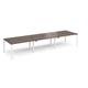 Adapt triple back to back desks 4200mm x 1200mm - white frame, walnut top