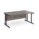 Maestro 25 right hand wave desk 1600mm wide - black cantilever leg frame, grey oak top