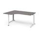 TR10 left hand ergonomic desk 1600mm - white frame, grey oak top
