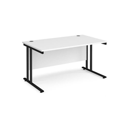 Maestro 25 straight desk 1400mm x 800mm - black cantilever leg frame, white top