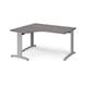 TR10 deluxe left hand ergonomic desk 1400mm - silver frame, grey oak top