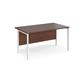 Maestro 25 straight desk 1400mm x 800mm - white H-frame leg, walnut top