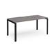 Adapt single desk 1600mm x 800mm - black frame, grey oak top