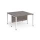 Maestro 25 back to back straight desks 1200mm x 1200mm - white bench leg frame, grey oak top