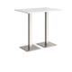 Brescia rectangular poseur table with flat square brushed steel bases 1200mm x 800mm - white