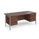 Maestro 25 straight desk 1800mm x 800mm with 2 and 3 drawer pedestals - silver H-frame leg, walnut top