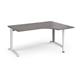 TR10 right hand ergonomic desk 1600mm - white frame, grey oak top