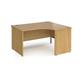 Contract 25 right hand ergonomic desk with panel ends and graphite corner leg 1400mm - oak