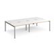 Adapt double back to back desks 2800mm x 1600mm - silver frame, white top with oak edging