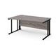 Maestro 25 left hand wave desk 1600mm wide - black cable managed leg frame, grey oak top