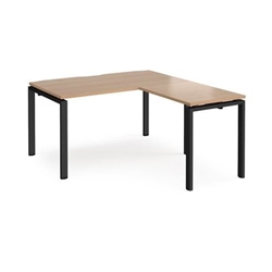 Adapt desk 1400mm x 800mm with 800mm return desk - black frame, beech top