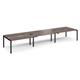 Adapt sliding top triple back to back desks 4800mm x 1200mm - black frame, walnut top