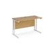 Maestro 25 straight desk 1200mm x 600mm - white cantilever leg frame, oak top