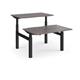 Elev8 Touch sit-stand back-to-back desks 1200mm x 1650mm - black frame, grey oak top