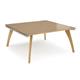 Fuze back to back desks 1600mm x 1600mm with oak legs - white underframe, oak top
