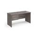 Maestro 25 straight desk 1400mm x 600mm with 2 drawer pedestal - grey oak top with panel end leg