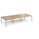 Adapt sliding top triple back to back desks 3600mm x 1600mm - silver frame, beech top