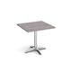 Roma square dining table with 4 leg chrome base 800mm - grey oak