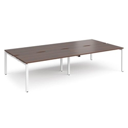 Adapt double back to back desks 3200mm x 1600mm - white frame, walnut top