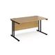 Maestro 25 straight desk 1400mm x 800mm - black cantilever leg frame, oak top