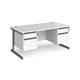 Contract 25 straight desk with 2 and 2 drawer pedestals and graphite cantilever leg 1600mm x 800mm - white top