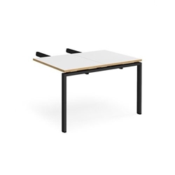 Adapt add on unit double return desk 800mm x 1200mm - black frame, white top with oak edge