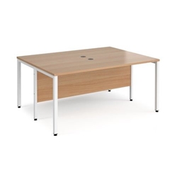 Maestro 25 back to back straight desks 1600mm x 1200mm - white bench leg frame, beech top