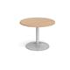 Trumpet base circular boardroom table 1000mm - silver base, beech top